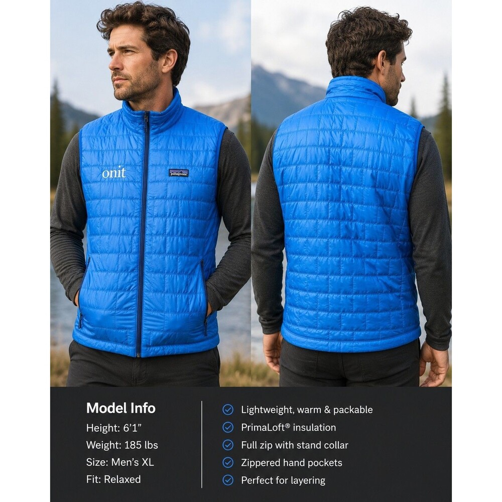 Patagonia Nano Puff Vest Mens XL Blue NWOT PrimaLoft Insulated ONIT Logo